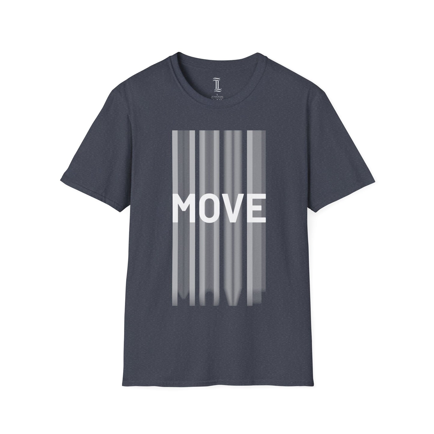 Unisex Softstyle Move Motivational T-Shirt Heather Navy Front Side