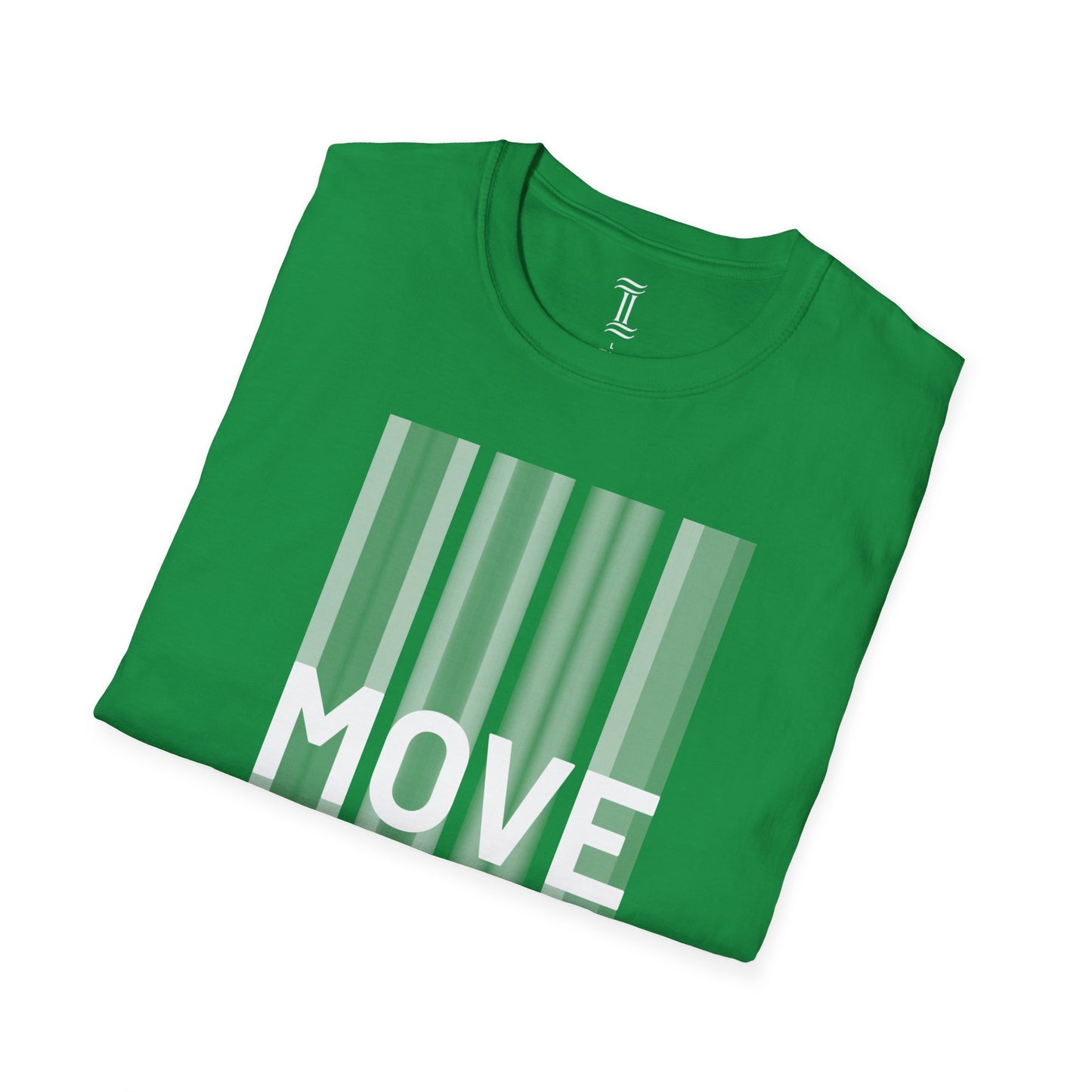 Unisex Softstyle Move Motivational T-Shirt Irish Green Folded