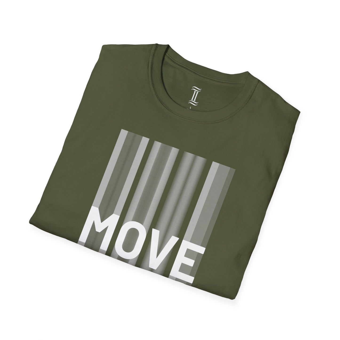 Unisex Softstyle Move Motivational T-Shirt Military Green Folded