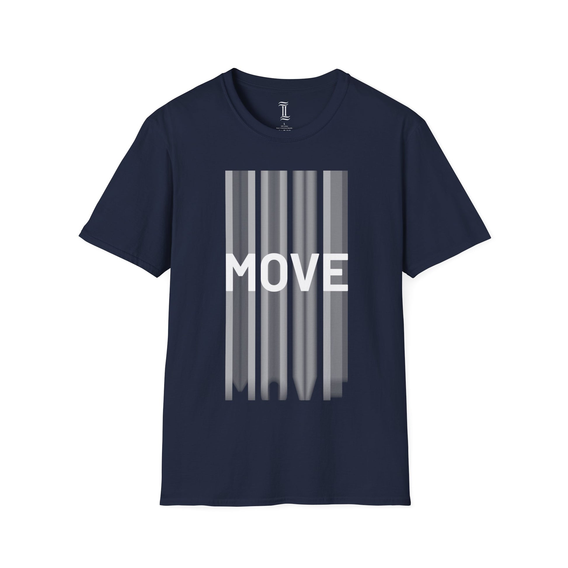 Unisex Softstyle Move Motivational T-Shirt Navy Front Side