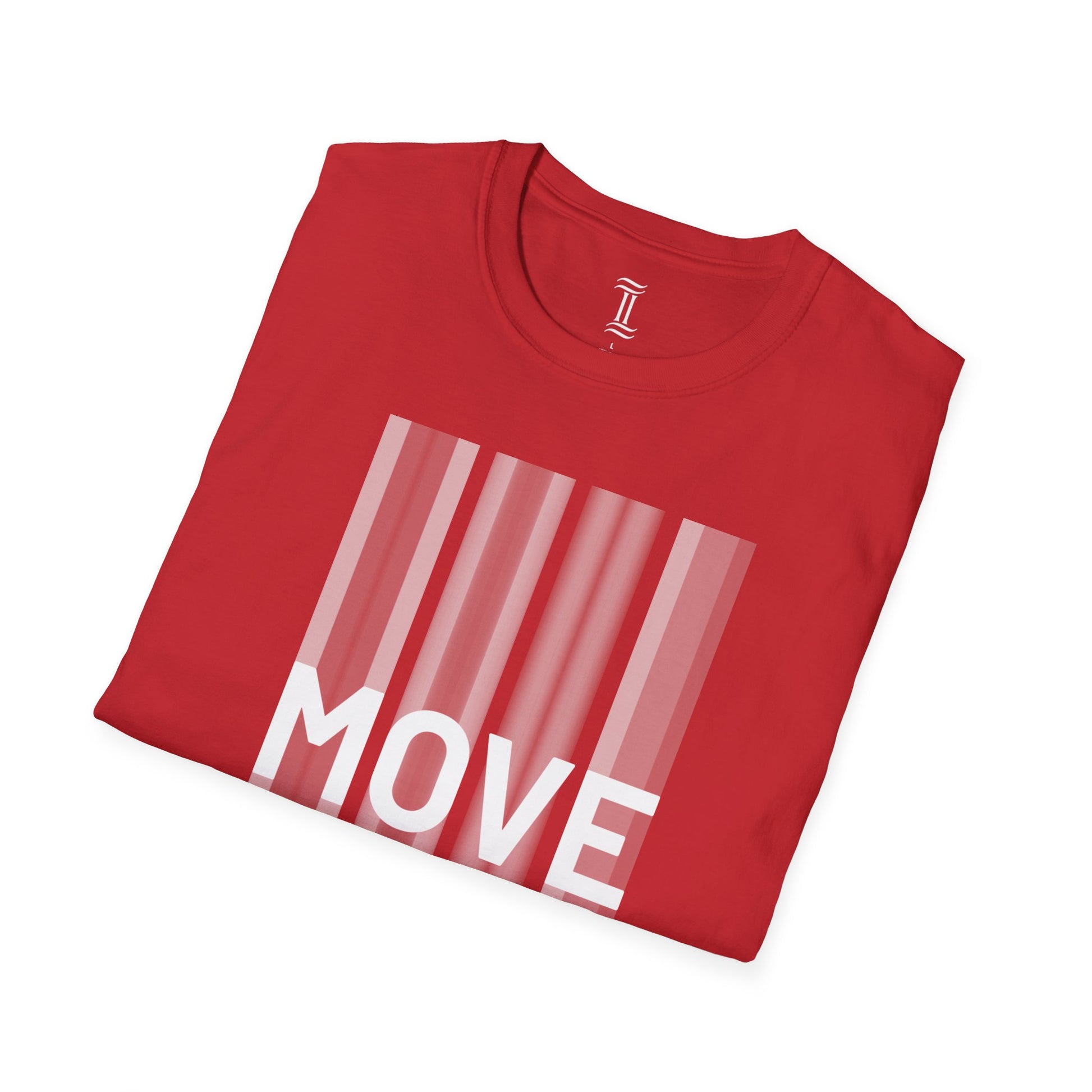 Unisex Softstyle Move Motivational T-Shirt Red Folded