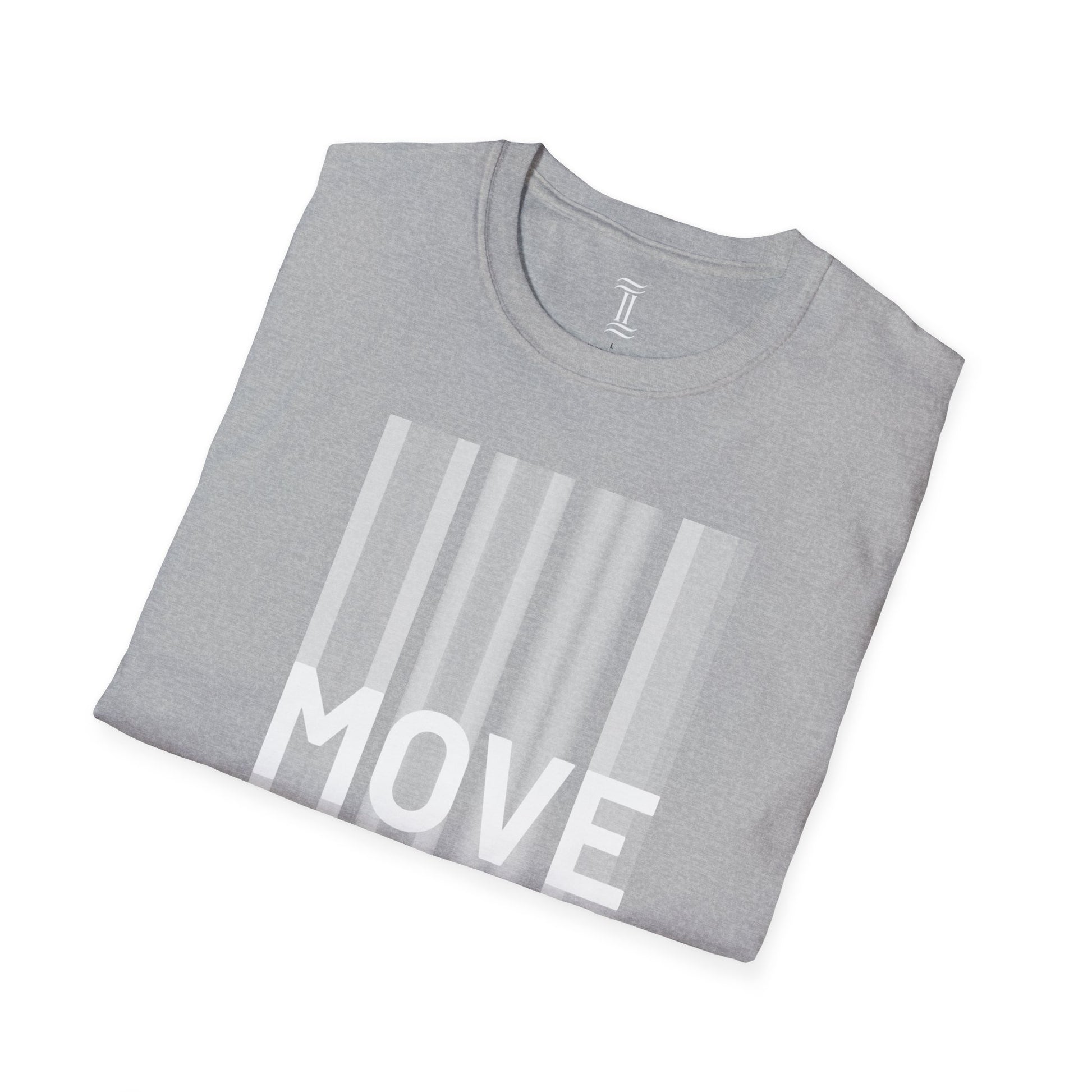 Unisex Softstyle Move Motivational T-Shirt Sport Grey Folded