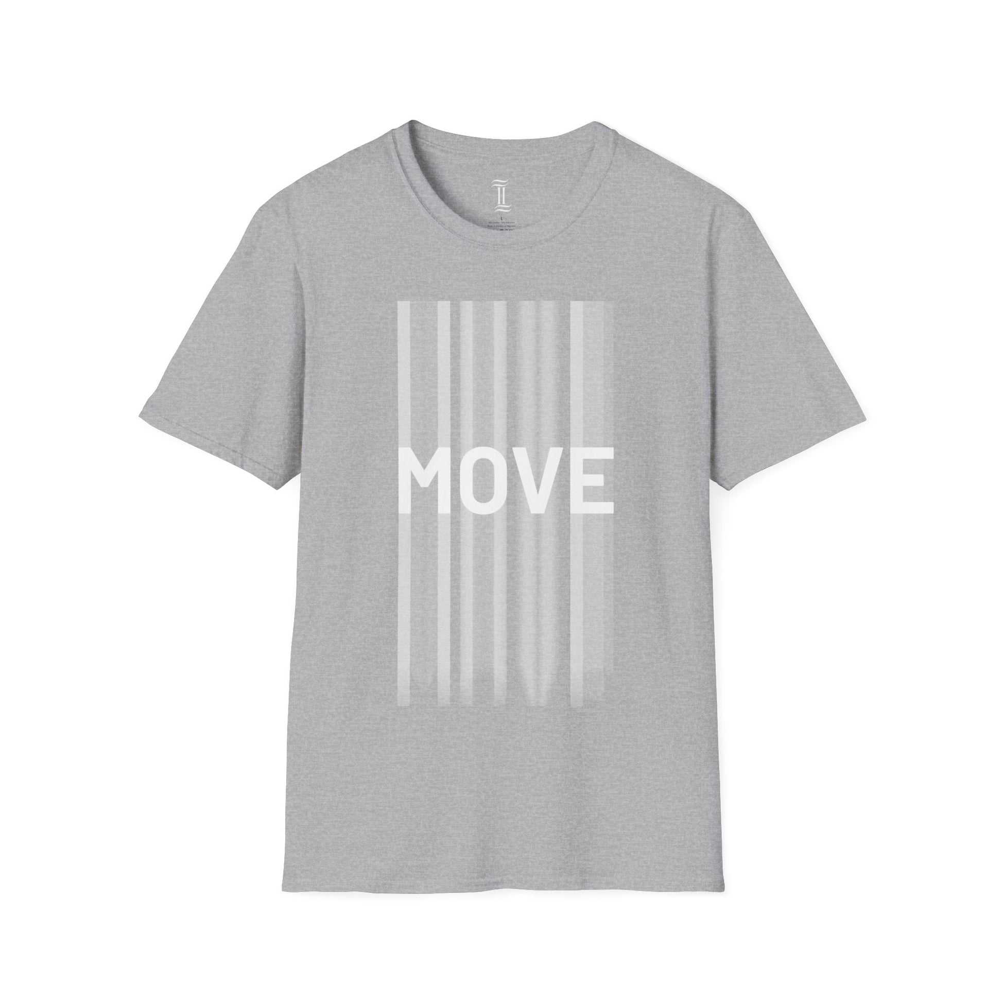 Unisex Softstyle Move Motivational T-Shirt Sport Grey Front Side