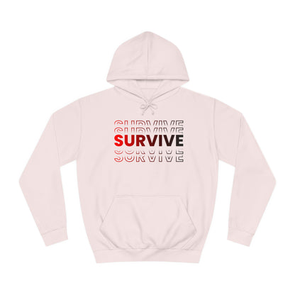 Unisex Survive College Hoodie Baby Pink Front Side