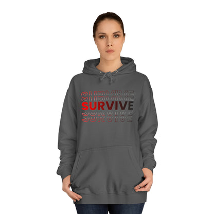 Unisex Survive College Hoodie Charcoal Female Front Side