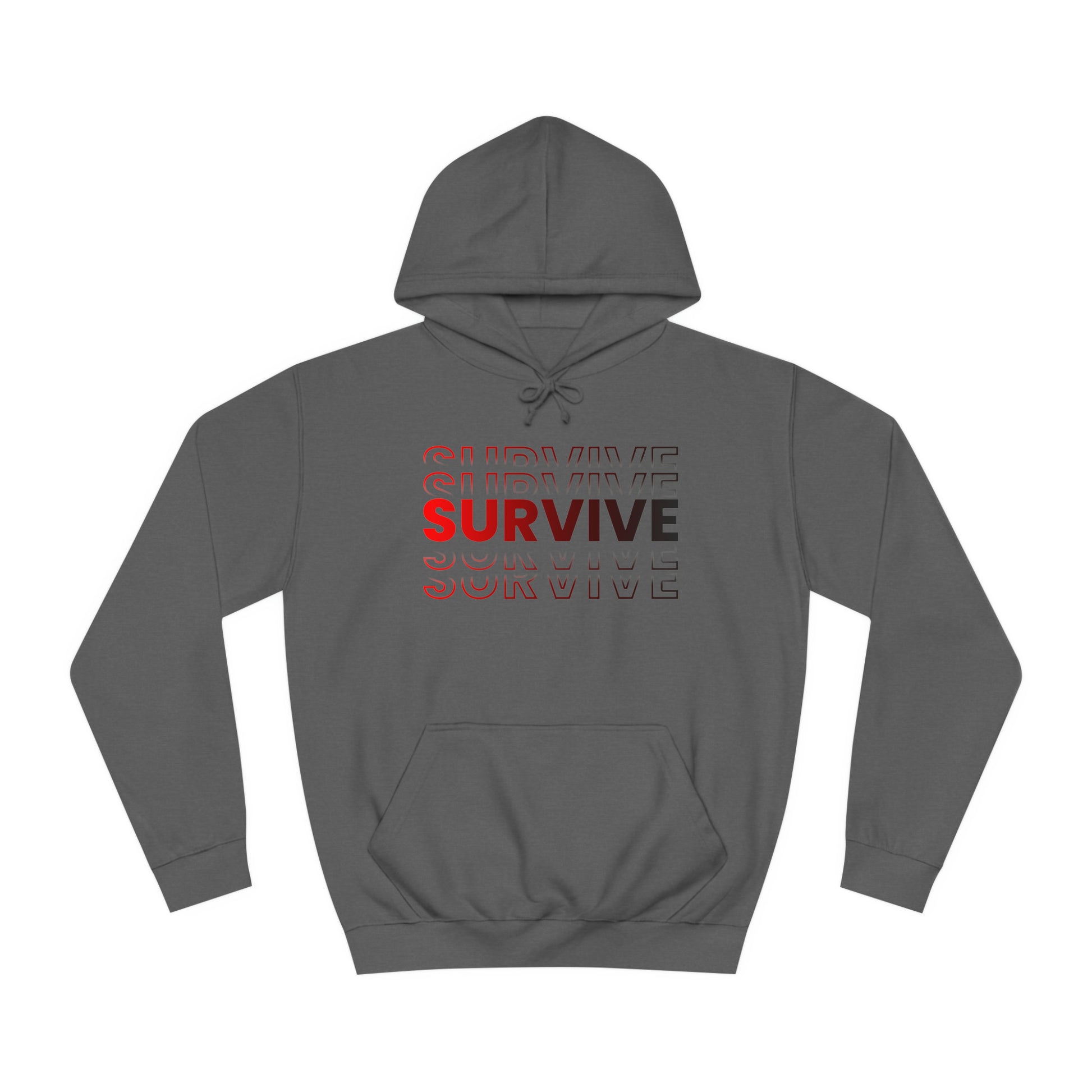 Unisex Survive College Hoodie Charcoal Front Side