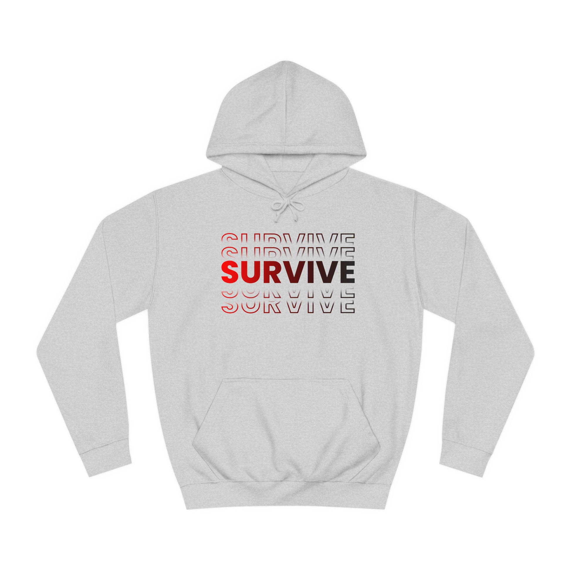 Unisex Survive College Hoodie Heather Grey Front Side