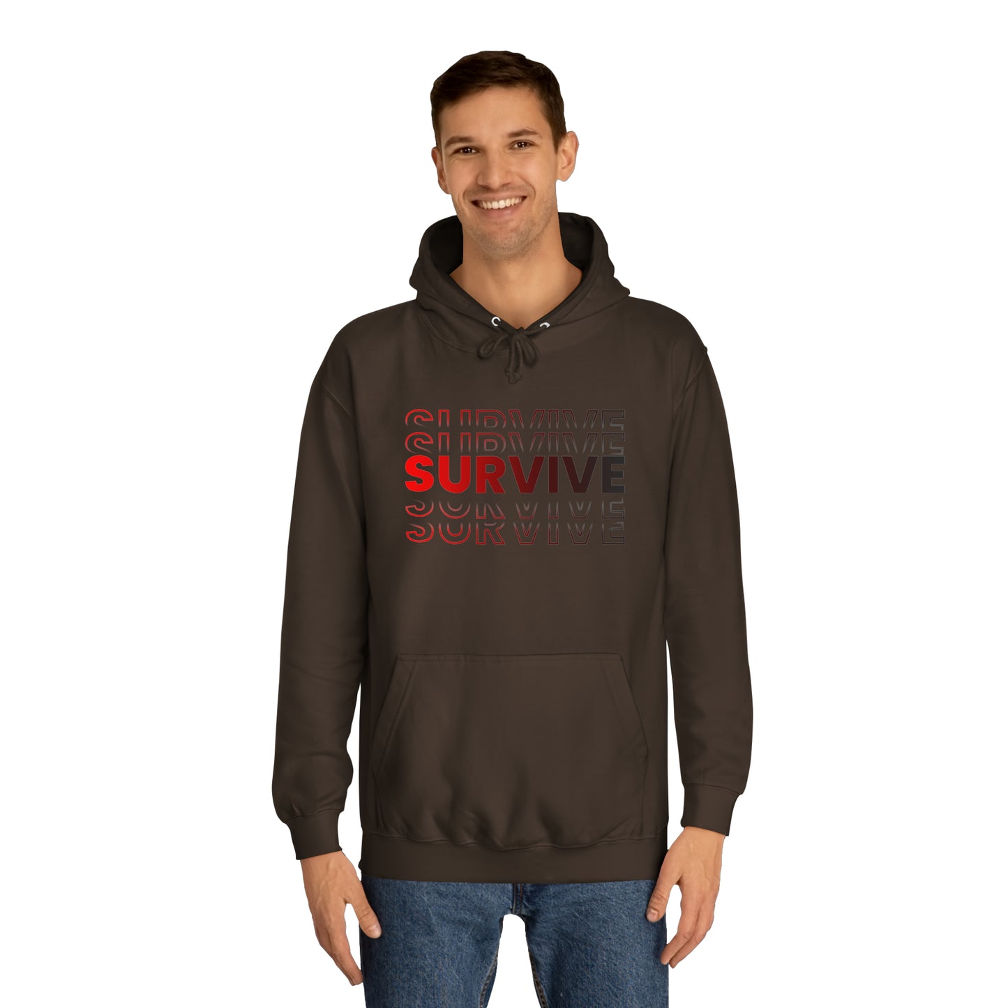 Unisex Survive College Hoodie Hot Chocolate Male Front Side