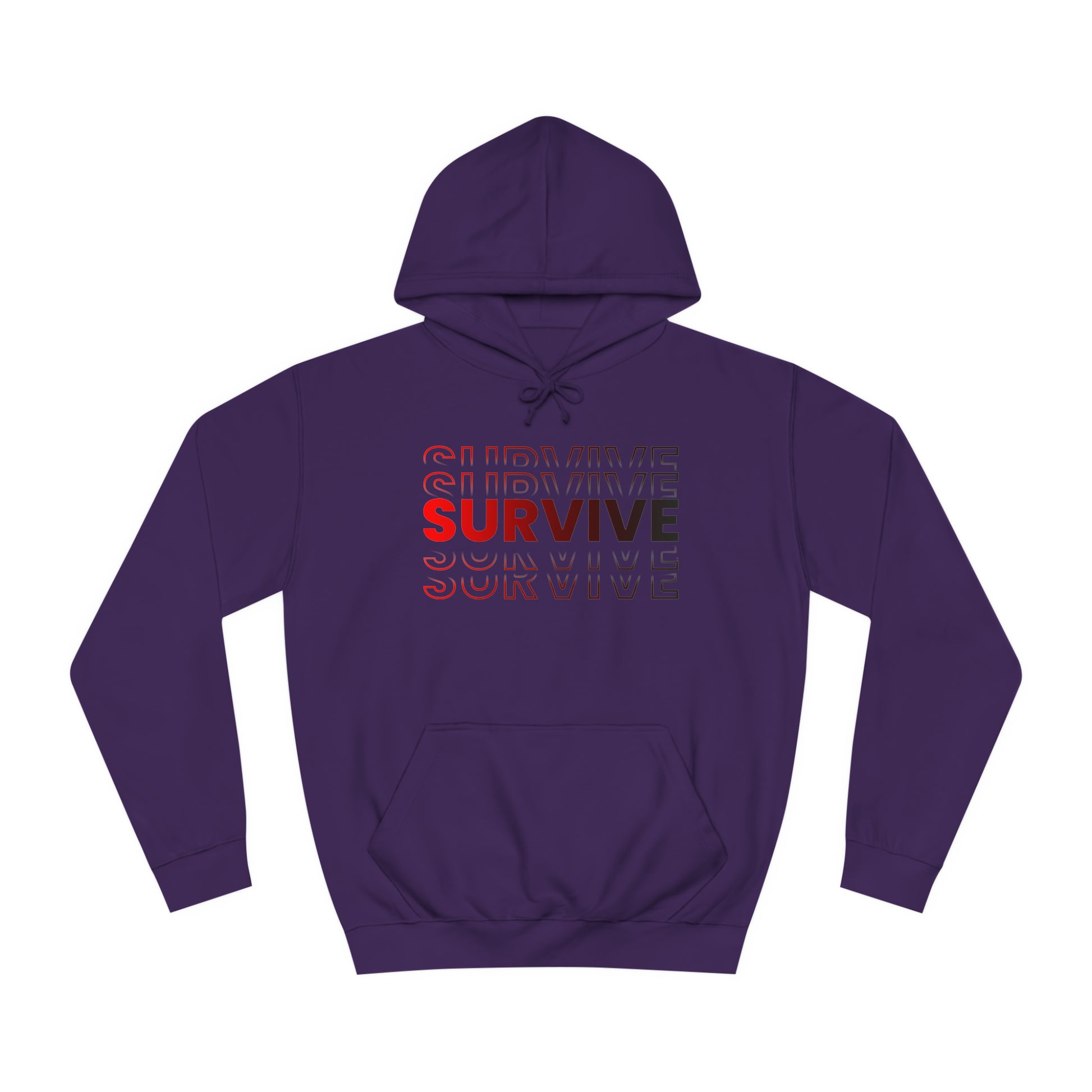 Unisex Survive College Hoodie Purple Front Side