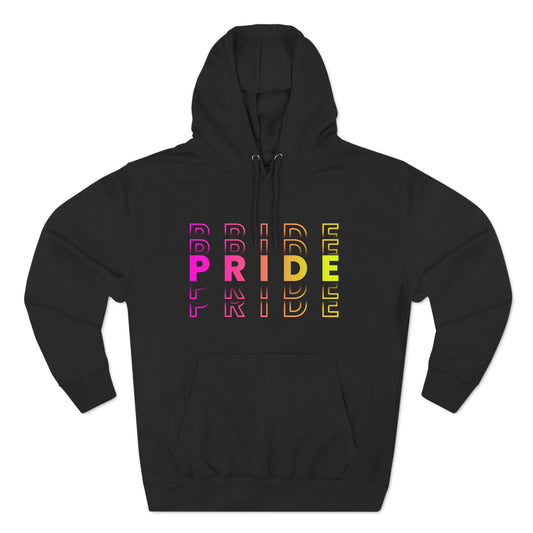 Unisex Three Panel Fleece Rainbow Pride Hoodie Front Side Black