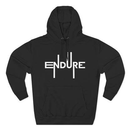 Unisex Three Panel Pullover Endure Motivational Hoodie Front Side Black