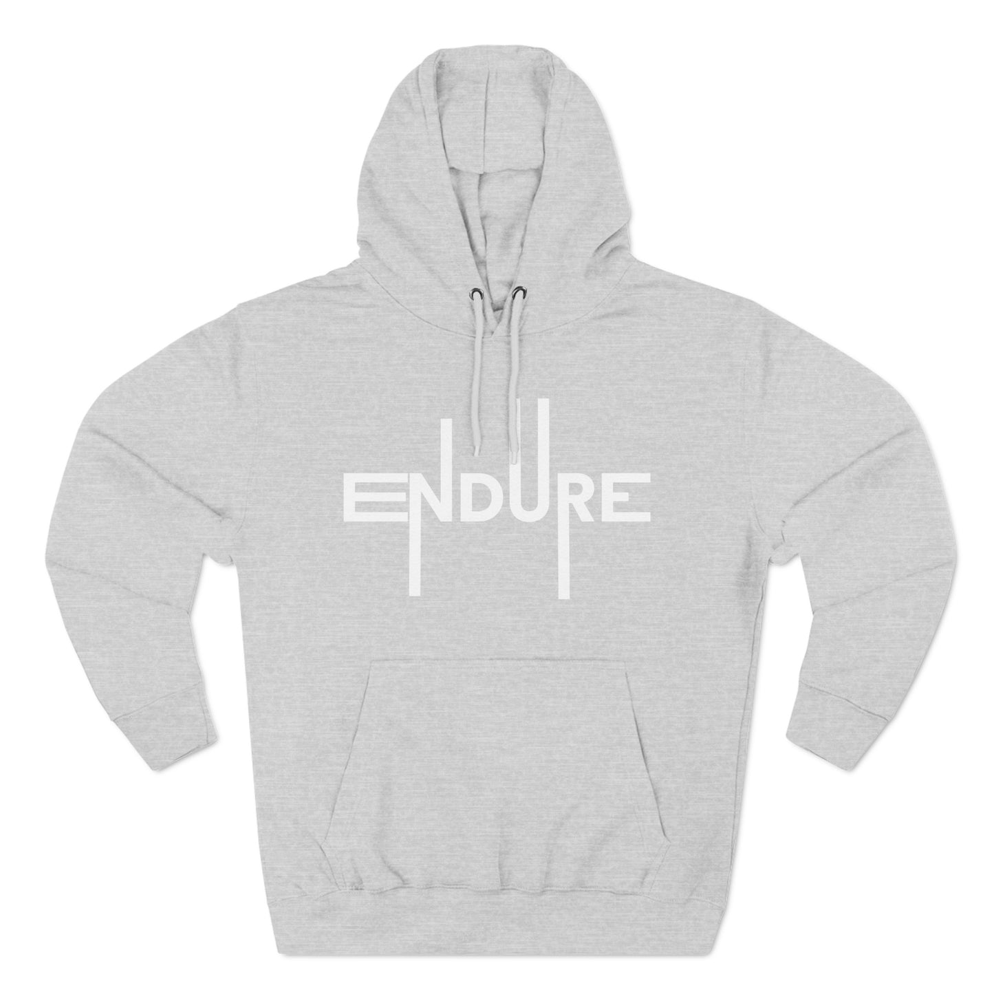 Unisex Three Panel Pullover Endure Motivational Hoodie Front Side Heather Grey