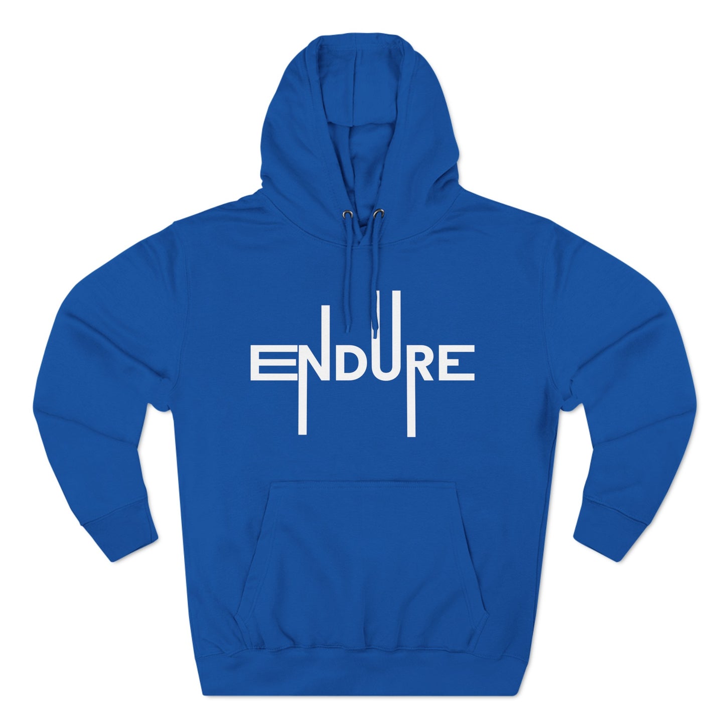 Unisex Three Panel Pullover Endure Motivational Hoodie Front Side Royal Blue