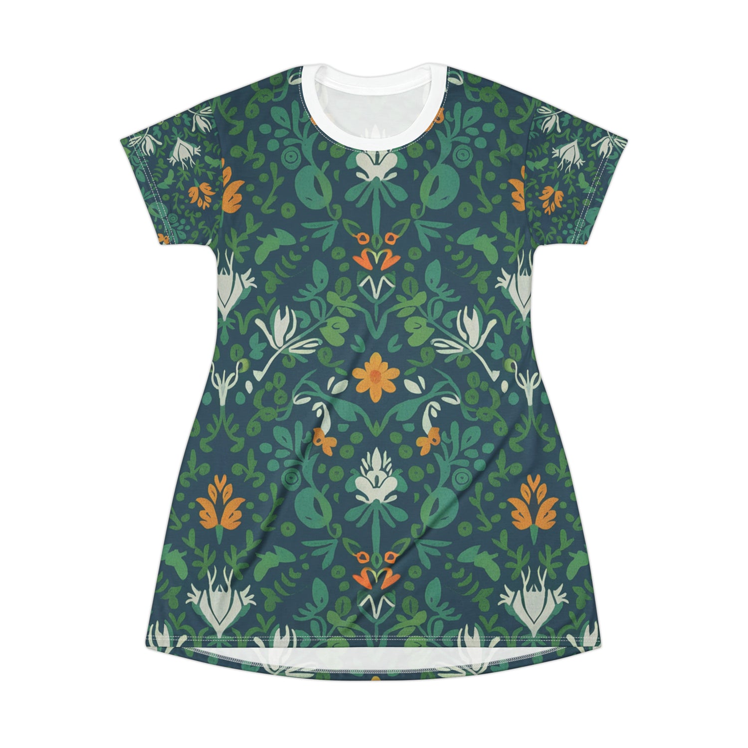Women's Lobelia Floral Pattern T-Shirt Dress Front Side All Over Prints